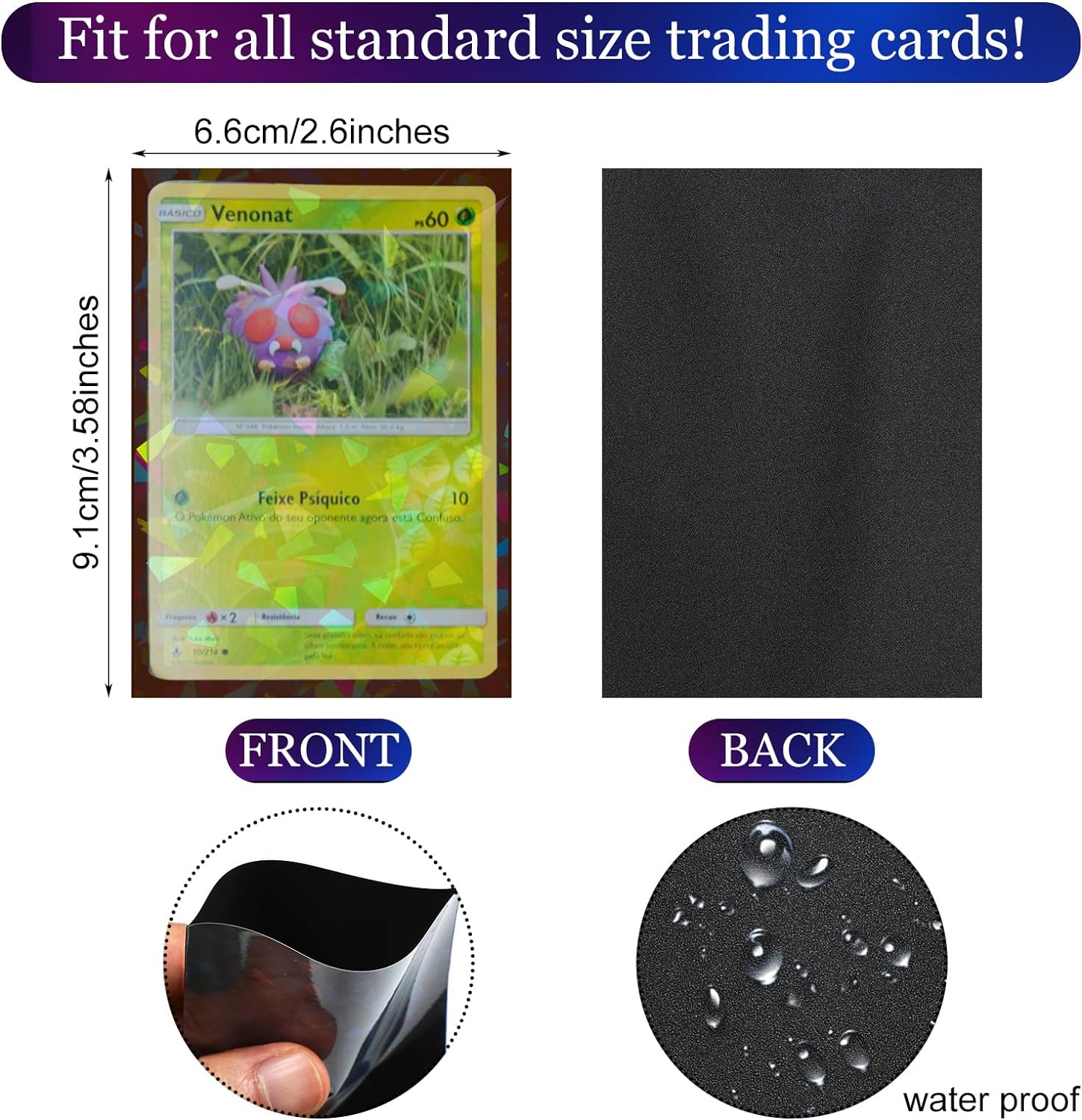 Laser Flashing Black Trading Card Sleeves Matte Kpop Card Protector Sleeves Fit for Game Card