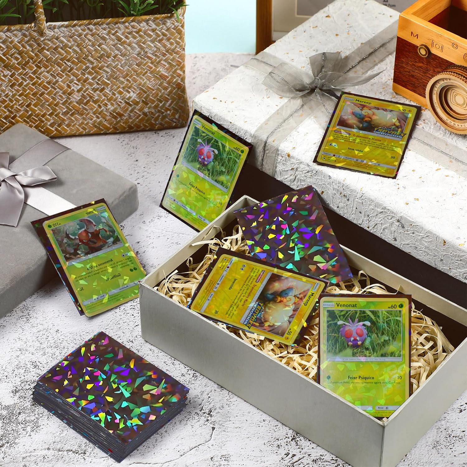 Laser Flashing Black Trading Card Sleeves Matte Kpop Card Protector Sleeves Fit for Game Card